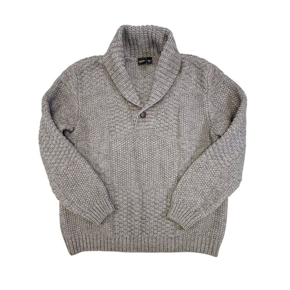 BOSS Hugo Boss Pancho Grey Alpaca Wool Blend Shawl Collar Knit Sweater Mens XL